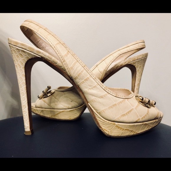 Christian Dior Shoes - CHRISTIAN DIOR Sling Back Faux Alligator Shoes